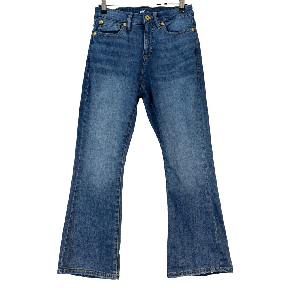 INC International Concepts Womens •2• Medium Wash High Rise Cropped Flare Jeans